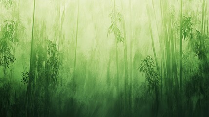 Wall Mural - A misty bamboo forest with tall green stalks reaching towards a bright sky.