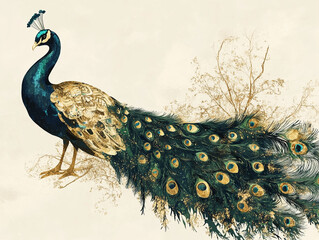 Wall Mural - peacock with feathers