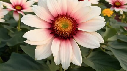 Wall Mural - lapse video blooming red white Dahlia flower opening up intricate details blossom close shot zoom out effect bug asteraceae colourful multiple 1 romantic single studio nobody growth growing footage