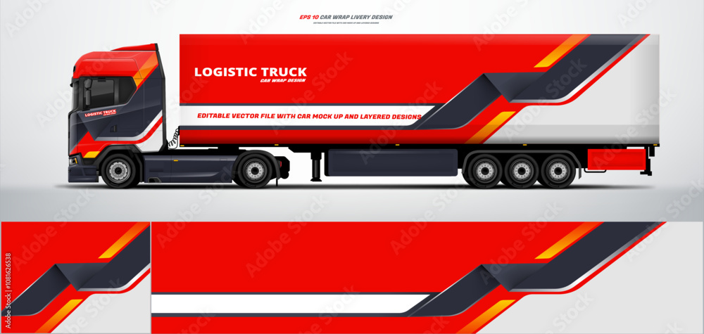 Vector Trailer Graphics semi truck and trailer wrap livery design. vector file printing below ...