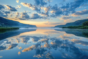 Wall Mural - the sky is blue and the sun is setting