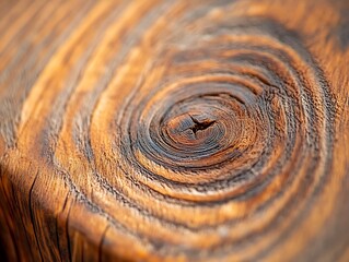Poster - Closeup of a knot in a wooden surface showing the natural grain and texture.