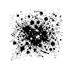Wall Mural - black ink splatter background engraving black and white outline