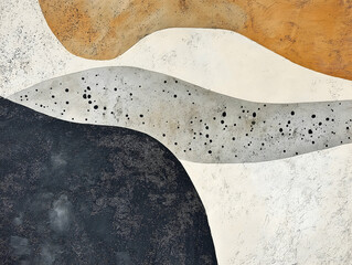 Poster - An abstract composition featuring flowing lines and shapes in earthy tones, showcasing textures and contrasts in a minimalist style.