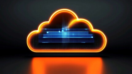 A computer generated image of a cloud with a blue and orange color scheme