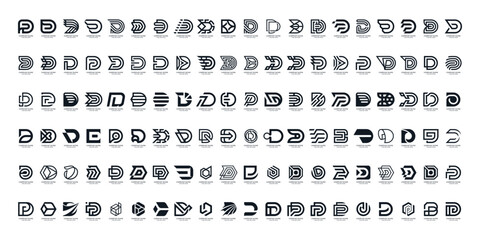 mega set bundles, initial letter d abstract logo design vector icon template
