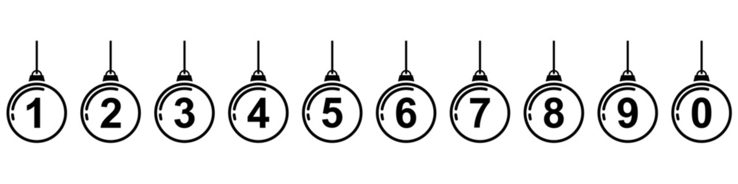 Christmas ball typography number editable text, font in baubles 