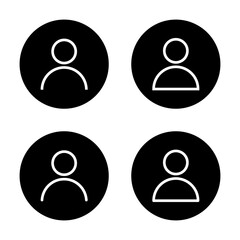 Poster - Login user avatar icon set on black circle. Profile account sign symbol