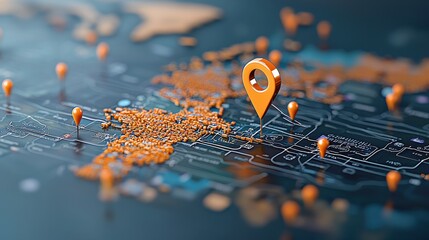 Poster - Highlighting international standards on digital map with pins global interactive visualization virtual environment data representation