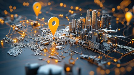 Poster - Mapping international standards digital map with pins global cities interactive visual urban environment data insights