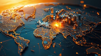 Aufkleber - Digital representation of international partnership global network infographic technology environment collaborative viewpoint standardization concept
