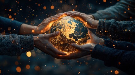 Aufkleber - Global teamwork diverse hands holographic standard virtual environment collaborative viewpoint unity concept
