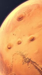 Wall Mural - Vertical Shot of Zooming in to the Olympus Mons Volcano from Mars Orbit