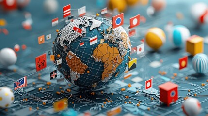 Poster - Global cooperation initiative various countries visual representation digital environment multinational unity concept