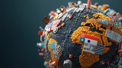 Poster - International alliance concept showcased by major country flags on global map digital art global perspective unity theme
