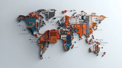 Poster - Global handshake symbolizing unity world map digital art abstract aerial view collaboration across borders