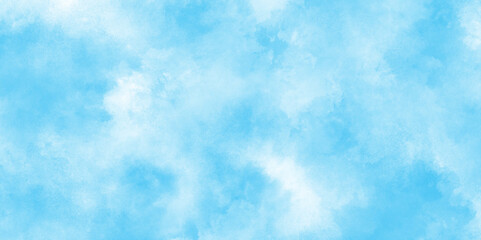 Naklejka na meble gradient light sky blue shades grunge cloudy watercolor background on white paper texture, blue watercolor abstract sky blue background, soft cloudy watercolor abstract painting background.