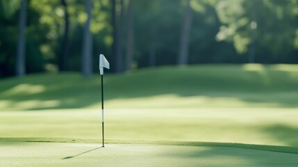 Aufkleber - A golf course's flagstick holder, outdoor setting with green backdrop, Tranquil style