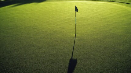 Aufkleber - A golf course's flagstick, outdoor setting with green backdrop, Tranquil style