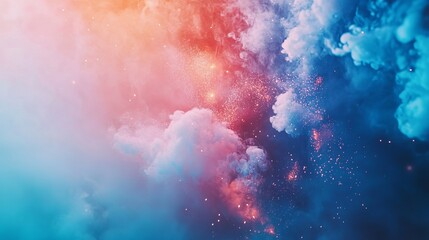 Wall Mural - colorful fireworks explosions against a blue night sky, celebrating the new year with vibrant displa