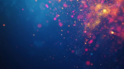 Wall Mural - Colorful fireworks explosions against a blue night sky, celebrating the new year with vibrant display, ideal for festive backgrounds and celebration themes with copy space for custom text