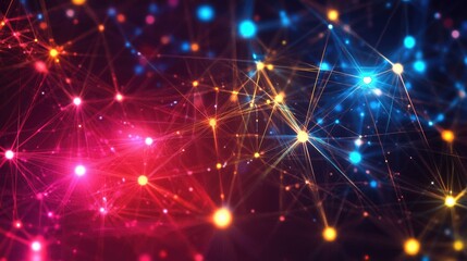 Poster - Digital network connections glowing in a geometric pattern