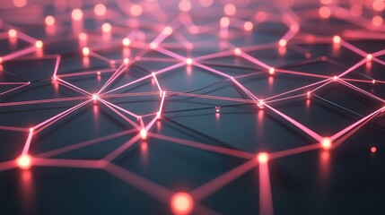 Poster - Digital network connections glowing in a geometric pattern