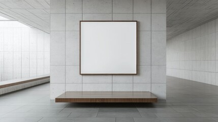 Poster - Blank wall frame in a modern, white-walled gallery space