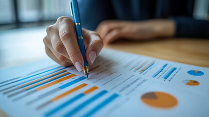 Poster - Business leaders analyze key numbers to see how their company is doing. They set goals to make it bigger. They use new ideas and smart plans to keep the company growing.