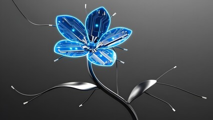Aufkleber - Innovative technology blossom digital garden 3d art futuristic environment close-up view conceptual design
