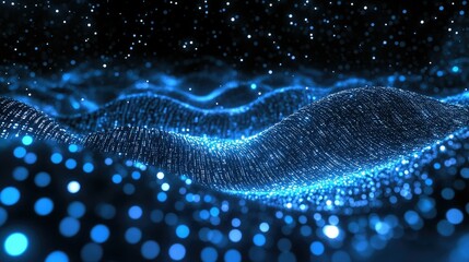 Poster - Abstract wave of binary code flowing through space