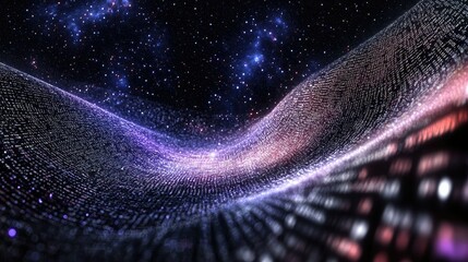 Poster - Abstract wave of binary code flowing through space