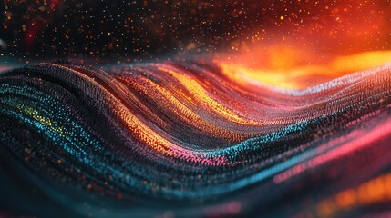 Poster - Abstract wave of binary code flowing through space