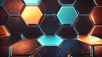 Poster - Abstract hexagonal pattern in vibrant colors