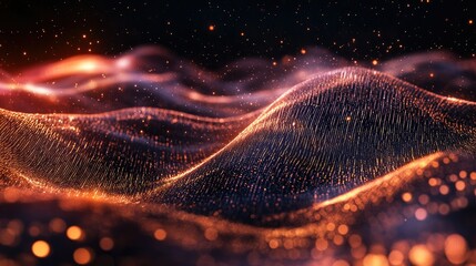 Poster - Abstract wave of binary code flowing through space