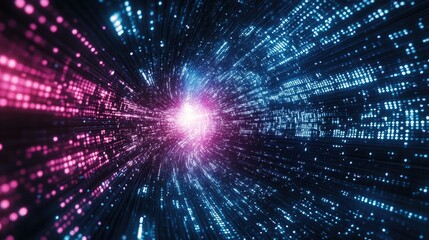 Poster - Abstract wave of binary code flowing through space
