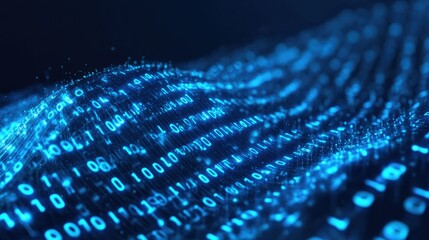 Poster - Abstract wave of binary code flowing through space
