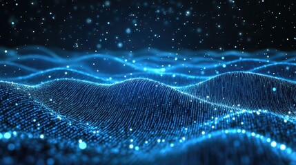 Poster - Abstract wave of binary code flowing through space