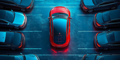 Poster - autonomous smart car parking assist system top view for secure self-parking technology