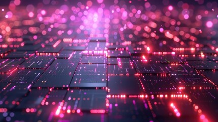 Poster - Glowing digital grid representing a data network