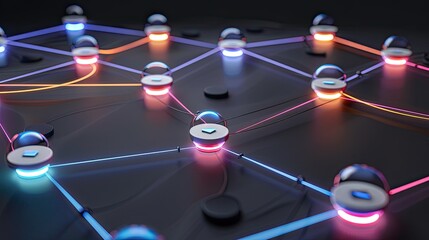 Aufkleber - Futuristic network design with glowing connections