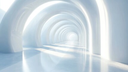 Poster - Abstract architecture background, futuristic white arched interior
