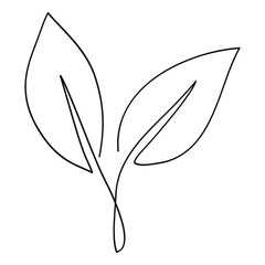 Wall Mural - Leaves hand - drawn line art one continuous.Vector illustration
