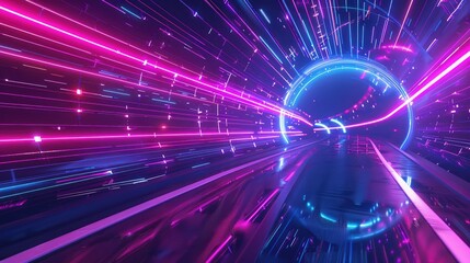 Poster - Futuristic 3D lines forming a tunnel