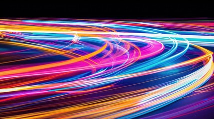 Aufkleber - Fluid light trails in vibrant colors over a dark background