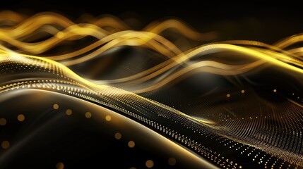 Aufkleber - Flowing light waves on a dark background