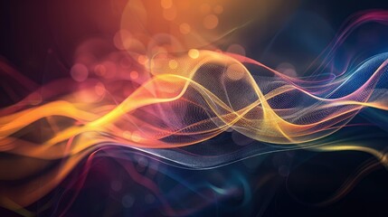Poster - Flowing light waves on a dark background