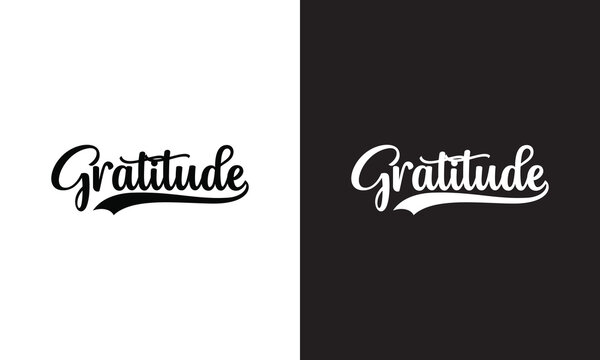 One line drawing typography line art of gratitude word writing isolated on white and black background.  Vector illustration. EPS 10