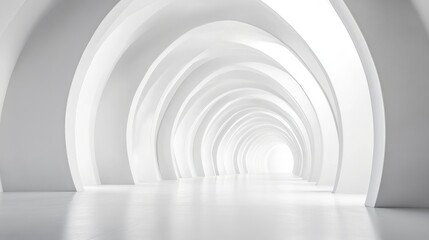 Poster - Abstract architecture background, futuristic white arched interior