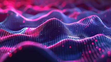 Poster - Digital wave patterns with a neon glow